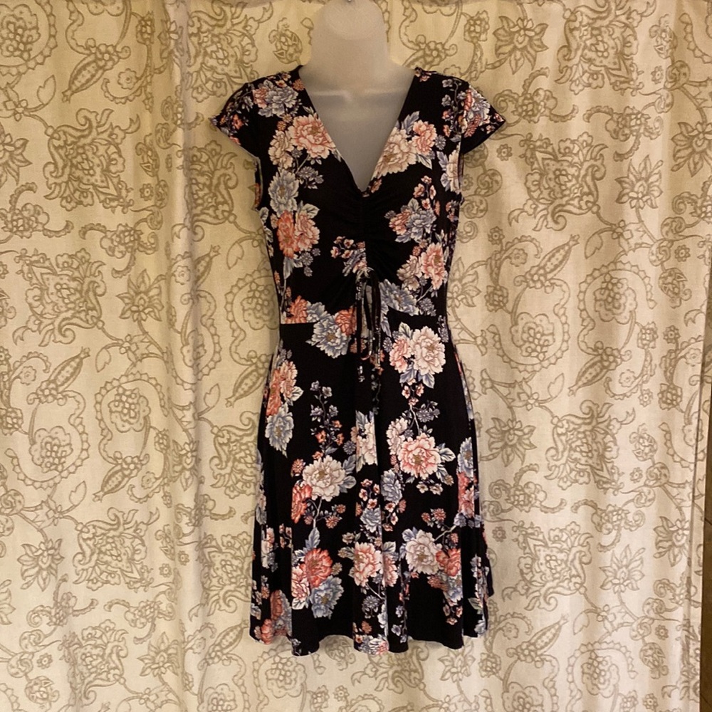 Summer Black Floral Dress M